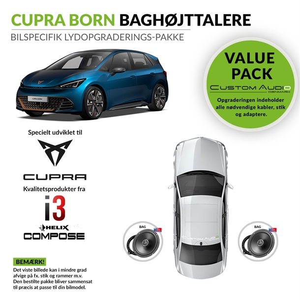 Cupra Born baghøjttaler lydpakke (Pris inkl. montering og programmering)