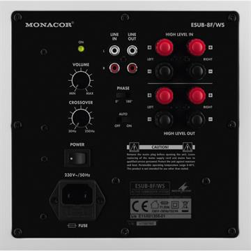 Monacor ESUB-8F/WS 8" Aktiv subwoofer bagside/back