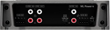 Hertz Mille ML Power 4 4-kanals forstærker med aktivt delefilter til bil side indgange og udgannge/site inputs and outputs