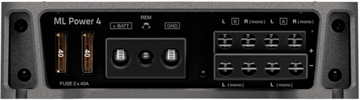 Hertz Mille ML Power 4 4-kanals forstærker med aktivt delefilter til bil side terminaler/site terminals