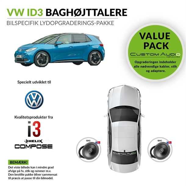 VW ID3 baghøjttaler lydpakke (med montering og programmering)
