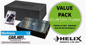Baspakke med Helix 10" subwoofer, forstærker og OFC kabelsæt