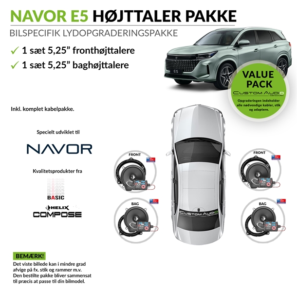 Navor E5 højttaler lydpakke (Inkl. montering)