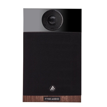 Fyne Audio F300 Kompakt højttaler i valnød Forside/front med højttalergitter