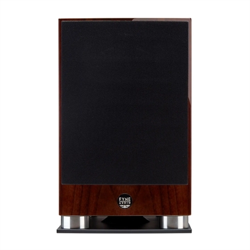 Fyne Audio F500SP Kompakt højttaler i Piano valnød Forside/front med højttalergitter