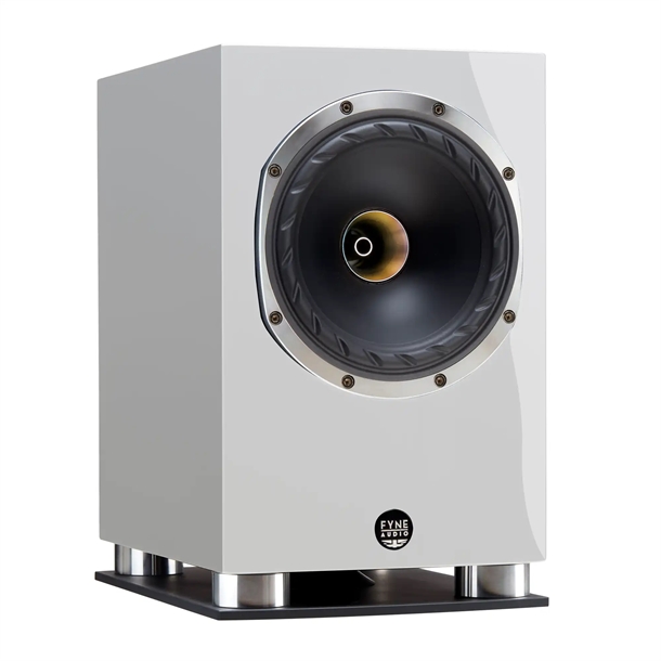 Fyne Audio F500SP Kompakt højttaler i Piano hvid Profil forside/front uden højttalergitter
