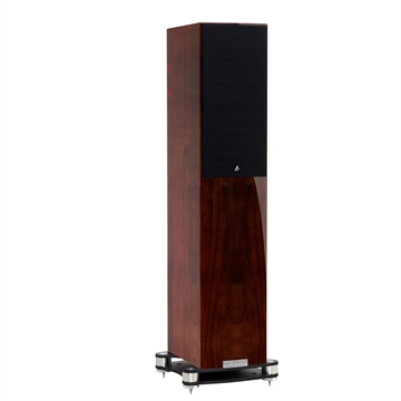 Fyne Audio F501SP Gulvhøjttaler i Piano valnød Profil forside/front med højttalergitter