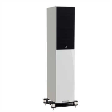 Fyne Audio F501SP Gulvhøjttaler i Piano hvid Profil forside/front med højttalergitter