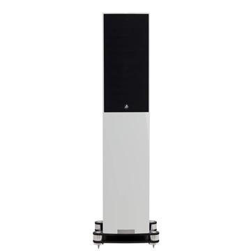 Fyne Audio F501SP Gulvhøjttaler i Piano hvid Forside/front med højttalergitter