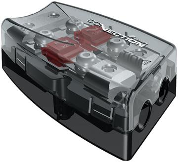 Connection BFD 21 Fordeler blok med sikringsholder til 2x 50 mm2 og 1x 25 mm2 strømkabel forside/front