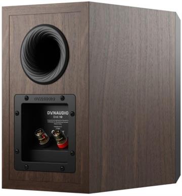 Dynaudio Emit 10 Valnød Kompakt højttalersæt profil forside/front med højttalergitter