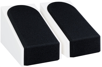 Monitor Audio Silver AMS 7G Satin hvid Dolby Atmos højttalersæt forside/front med højttalergitter