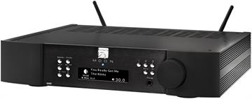 Moon 390 Neo Forforstærker med musikstreaming profil forside/front sort