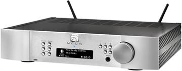 Moon 390 Neo Forforstærker med musikstreaming profil forside/front sølv