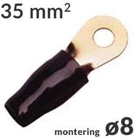 Ringkabelsko 35mm² Sort ø8, 1 stk forside/front