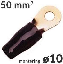 Ringkabelsko 50mm² Sort ø10, 1 stk forside/front